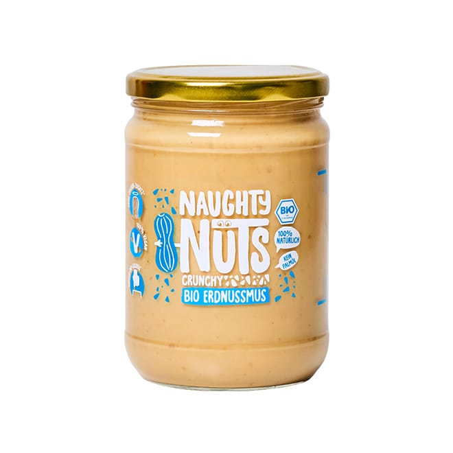 Bio Erdnussmus Crunchy 500g Glas von Naughty Nuts