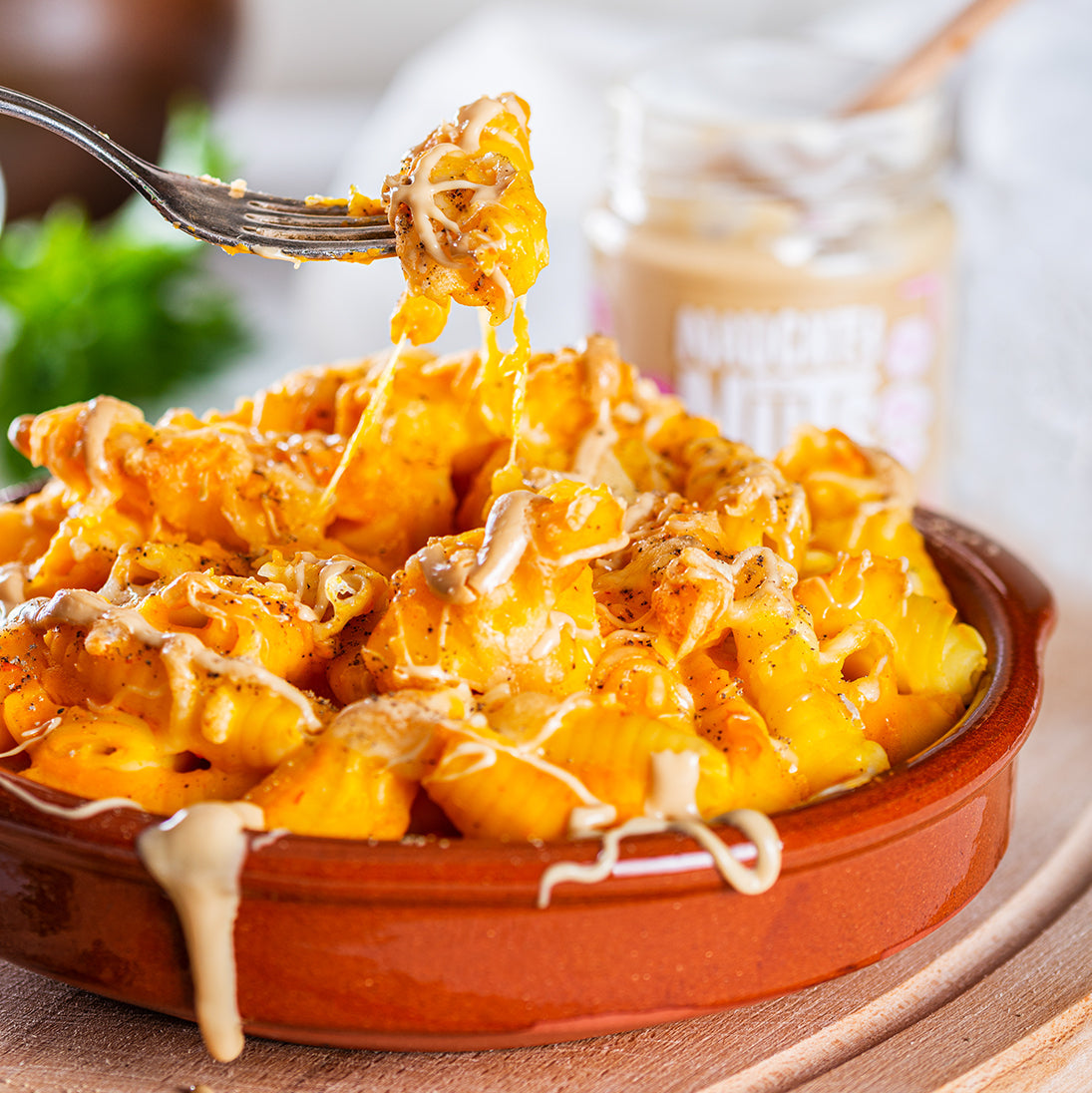 Kürbis-Nudelauflauf mit Cashewmus 