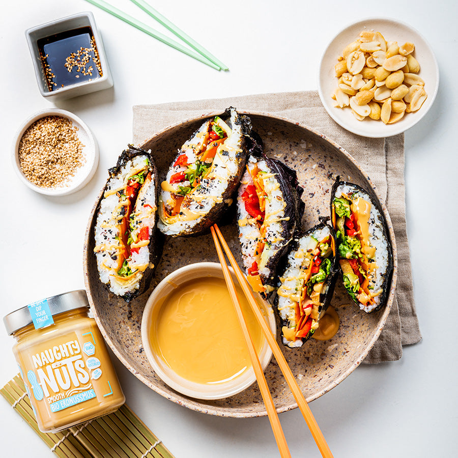 Veganes Sushi Sandwich mit Naughty Nuts BIO Erdnussmus Smooth